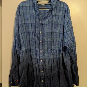EUC Aerie Ombre Blue Hooded Button Up XL